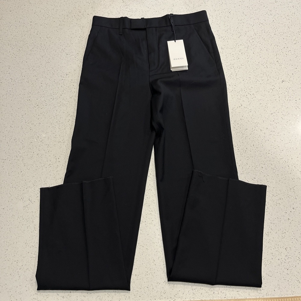 Gucci Uniform Dress Pants Mens EU 38 Size 30/32 Black Rare Issue Raw‎ Hem NWT
